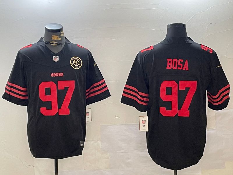 Men San Francisco 49ers #97 Bosa Black three generations 2024 Nike Limited NFL Jersey style 2->->